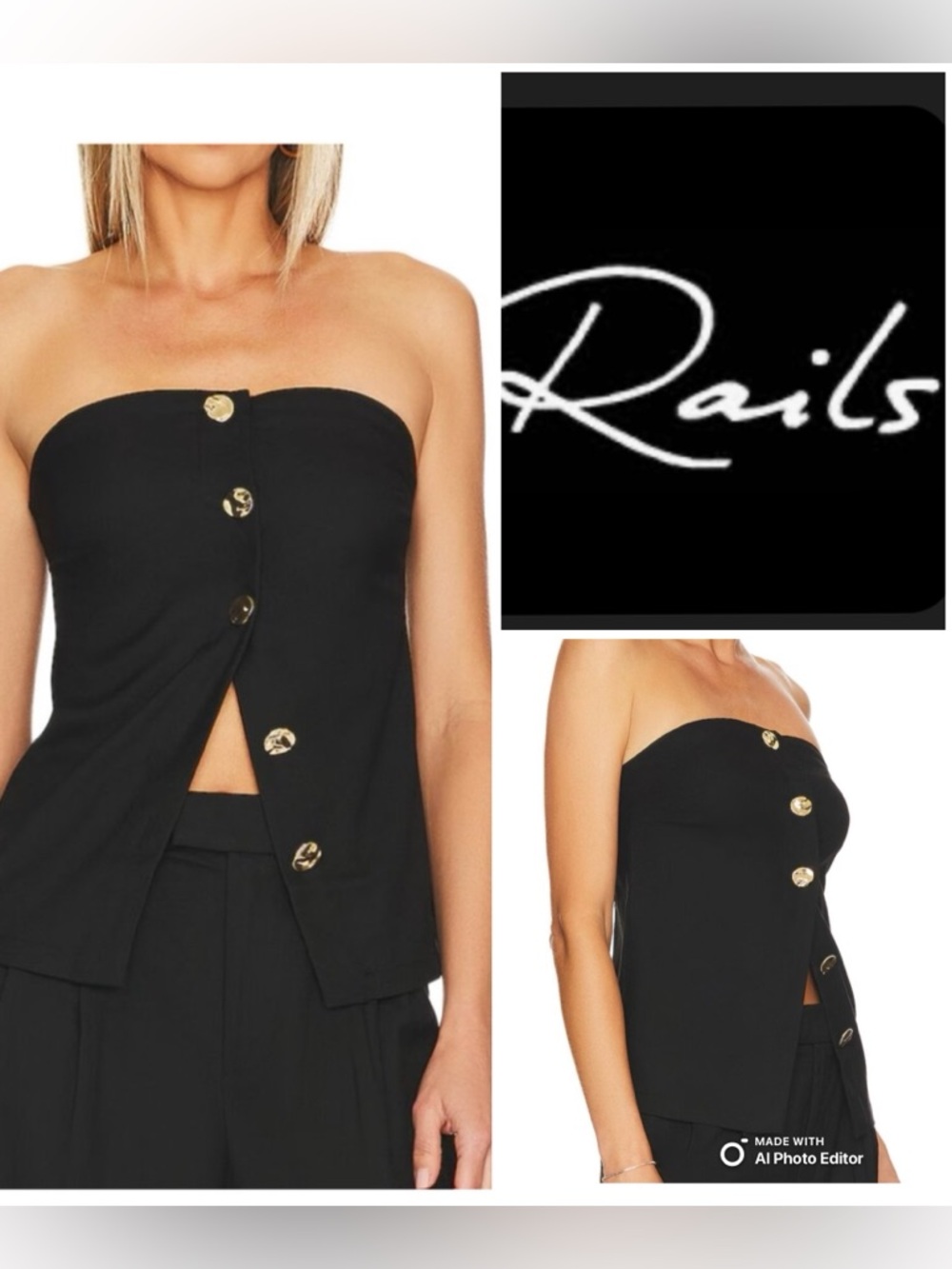 Rails Black Women's Top with Subtle Shine